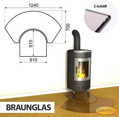 Produktbild von AKTION ! Kaminbodenplatte & Funkenschutzplatte - Funkenschutz für Kamin & Ofen - geteilte Saisonplatte Ottawa - Braunglas