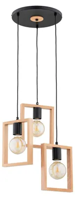 Obrázok produktu pre Závesná lampa REZON čierna – svetlé drevo 3xE27x15W drevo rozmery: 95x45x45 cm IP20 Alfa