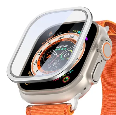 Imagen del producto de Funda de aleación de aluminio para Apple Watch Ultra 1 y 2 de 49 mm + protector de vidrio templado H9