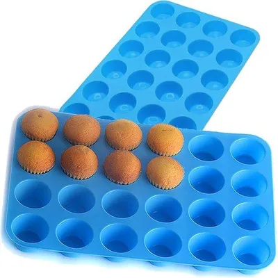 Immagine prodotto di Set di stampi per muffin in silicone - 24 mini - Blu - Alta qualità