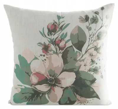 Produktbild von Eurofirany Dekorative Kissenhülle Leinenoptik Blumenmuster 45x45 Weiß