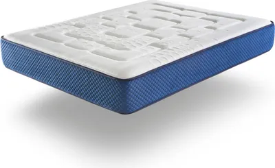A mattress floating above a white surface with a shadow underneath.