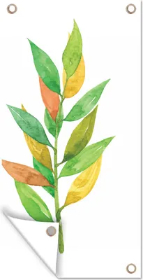 Produktbild von MuchoWow® 40x80 cm Outdoor-Poster Gartendeko Sichtschutz Garten Poster für den Garten  Aquarelle - Blätter - Pflanzen