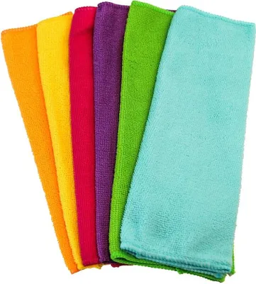 Produktbild von 6 Stück Mikrofasertücher, Putztücher unterschiedliche Farben 30 cm x 30 cm, Neonfarben