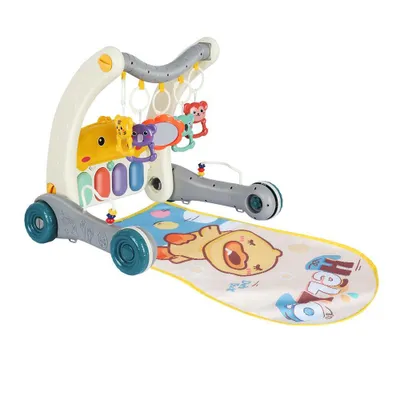 Produktbild von 2 in 1 Lauflernwagen,Baby Walker,Lauflernhilfe zum Sitzen und Stehen für Baby,Baby Spiel und Laufwagen mit Matte für Baby von 12-36 Monaten Grau