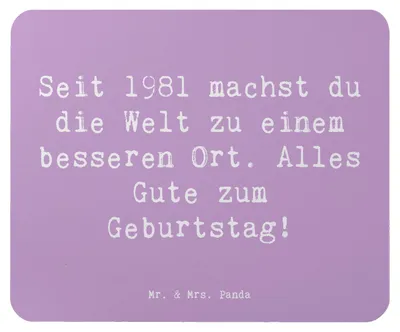 Produktbild von Mr. & Mrs. Panda Mauspad Spruch 1981 Geburtstag - Lavendeltraum - Geschenk, Alter, Happy Birthday, Geburtstagsgeschenk personalisiert, Mouse Pad, mousematte, persönliches
