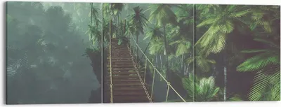 Produktbild von Bild auf Leinwand - Leinwandbild - Dschungel Palme Brücke - 150x50cm - Wand Bild - Wanddeko - Leinwanddruck - Bilder - Kunstdruck - Wanddekoration - Leinwand bilder - Wandkunst - CA150x50-3674