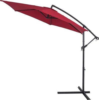 Produktbild von KINGSLEEVE® Sonnenschirm Brazil UV-Schutz 50+ inkl. Ständer Windsicherung 300cm Kurbel Alu schwenkbar neigbar Garten Terrasse 3m Ampelschirm rot