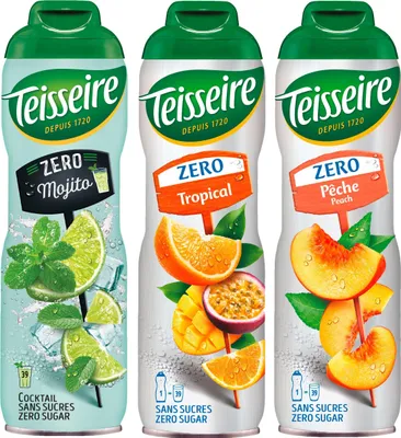 Produktbild von Teisseire Sirup Zero Mojito, Tropical, Pfirsich 600ml - Cocktails, Milchshakes