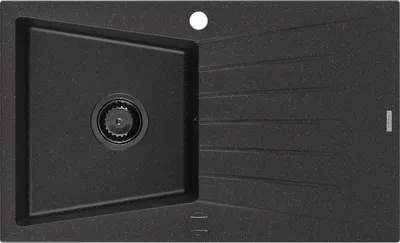 Produktbild von Mexen Cesar Granitspüle mit einem Becken und einer Abtropffläche 775 x 470 mm, Schwarz/Silbermetallic, Siphon Schwarz - 65147710