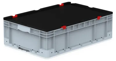 Productafbeelding van Euronorm stapelbak met deksel - Opbergbak - Transportkrat 60x40x18,4 cm - Grijs