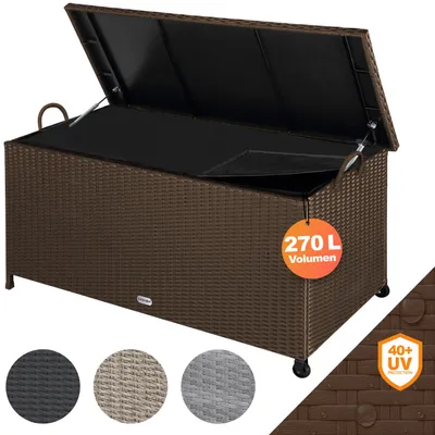 Immagine prodotto di Casaria® Baule da Esterno XXL 117x53x60cm 270L Box con Ruote Impermeabile Resistente Cassettone Contenitore Cuscini Giocatoli Mobili Giardino Bauli