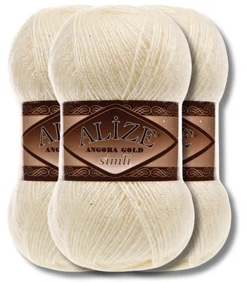 Zdjęcie produktu dla Alize 3x 100g Angora Gold Simli – włóczka z brokatem, jednolita, idealna do szydełkowania i robienia na drutach (67)