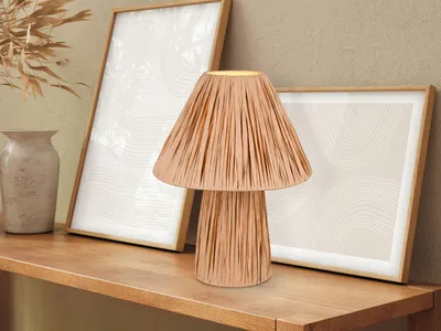 Produktbild von Ausgefallene LED Tischlampe aus Papier, Nachttischlampe dimmbar natur, Höhe 31cm
