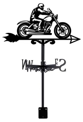 Produktbild von Motorrad Wetterfahne - Retro Design - Schwarz - Windrichtungsanzeiger - Garten- und Bauernhofdekoration - Geeignet für Außenbereich