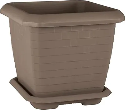 Obrázok produktu pre Štvorcový kvetináč Hisar Mokka 37x37x35 cm, odolný voči mrazu, odolný voči UV žiareniu, ideálny pre bylinky a rastliny