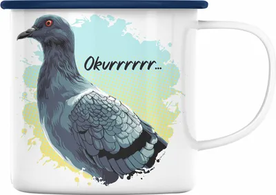 Produktbild von Trendation - Taubenzüchter Okurrrr Geschenk Zaubenzucht Zubehör Tauben Emaille Tasse Lustiger Spruch Taubenflüsterer Taubenliebhaber Becher (Blau)