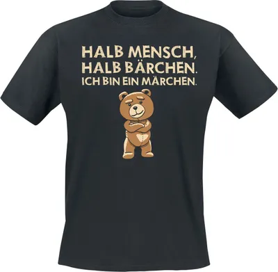 Produktbild von Tierisch T-Shirt Herren Halb Mensch, halb Bärchen. Ich bin ein Märchen. schwarz XL