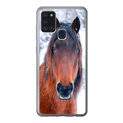 Obrázek produktu pro Kryt na mobilní telefon pro Samsung Galaxy A21s Kůň - Zima - Sněhová vločka Silikonové měkké pouzdro