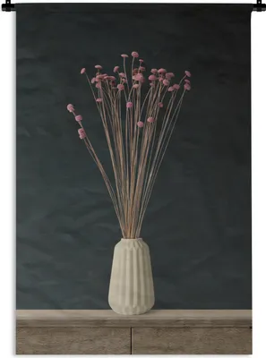 Produktbild von MuchoWow® Wandteppich Wandbehang Rosa - Blumen - Stilleben 90x135 cm Tapisserie Dekoration Wandtuch - Baumwolle - Wandskulptur