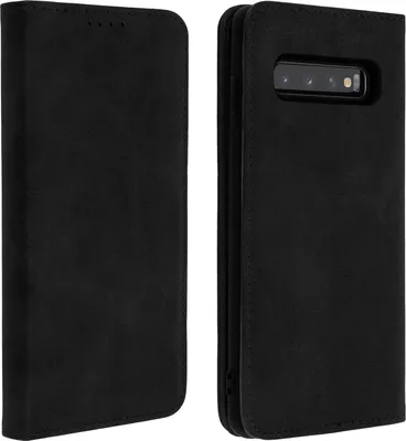 Produktbild von Avizar, Flip Cover Geldbörse, Kunstleder Klappetui für Samsung Galaxy S10, Schwarz