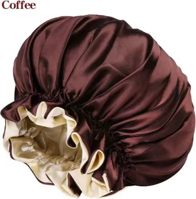Produktbild von INF Doppelt geschichtete Duschhaube für Damen, wasserdicht & wiederverwendbare Badehaube Kaffee