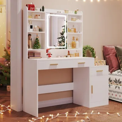 Imagen del producto de Mesa de maquillaje - Tocador - Mesa para maquillaje - Mesa de cosméticos - Mesa de tocador - Mesa grande con superficie de 130 cm