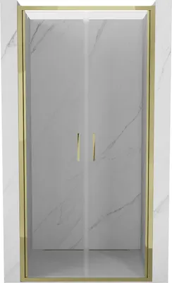 Produktbild von Mexen Exo Doppelschwenkbare Duschabtrennung 100 cm, transparent, gold - 814-100-000-50-00