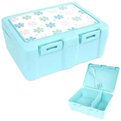 Image de Boîte repas avec couverts - Boîte à lunch - 1 litre - Plastique - Bleue