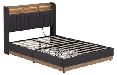Produktbild von Polsterbett Vitalispa Nura Anthrazit 140x200 mit 4 Schubladen, Model 59369