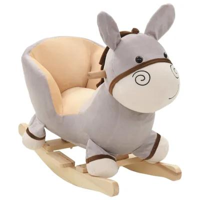 Image de Âne à bascule avec dossier Peluche 60x32x55 cm Gris