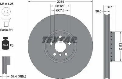 Produktbild von 2x TEXTAR Bremsscheibe 92290325 für BMW 5 Limousine (G30 F90) 5 Touring (G31)