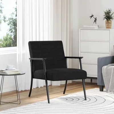 Image de Fauteuil - Fauteuil de relaxation - Fauteuil TV - Fauteuil de lecture - Design ergonomique - Revêtement en tissu noir