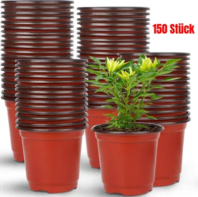 Image de Lot de 110 pots de culture en plastique rouge de 10 cm, 3,2 pouces