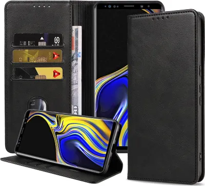 Produktbild von Smartphonica Handytasche passend für Samsung Galaxy Note 9 Kunstlederhülle mit Magnetverschluss und Kartenhalter Buchhülle mit Klappe - Schwarz