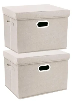 Produktbild von Große Aufbewahrungsbox mit Deckel, Stoff, faltbar, waschbar, 44 x 30 x 29 cm