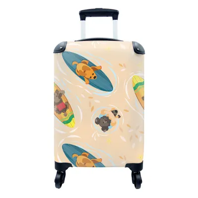 Produktbild von MuchoWow® Koffer Handgepäck Trolley Rollkoffer Kleine Reisekoffer mit 4 Rollen - Hunde - Surfen - Muster - Cabin Size < 55x40x23 cm & 55x40x20 cm - Fotokoffer - Kabinenkoffer - Boardgepäck - Reise-Box - Reisekoffer - Reisegepäck - Koffer mit Bild - Trolley für Kinder