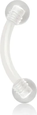 Produktbild von viva-adorno 1,2x10x4mm Piercing Banane Augenbrauenpiercing Kunststoff Kunststoff Kugeln in verschiedenen Farben und Größen Z306, klar