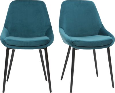 Miliboo - Petroleumblaue Samtstühle (2er-Set) HOLO