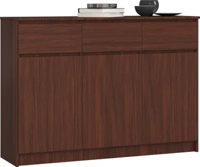Obrázek produktu pro AKORD Furniture Factory OP0LK-1VEN0008, Tmavě hnědá, 3 zásuvka/zásuvek, Matný, 6 police/polic, 3 dveře/dveří, 16 mm