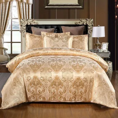 Immagine prodotto di Set di lenzuola in raso, 135x200 cm, stile vintage, classico, composto da 4 pezzi con cerniera: 2 lenzuola con copripiumino e 2 federe da 80x80 cm