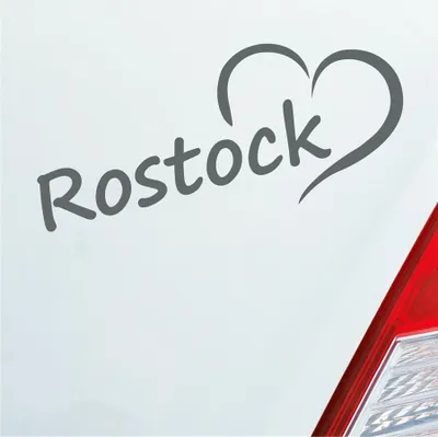 Produktbild von Auto Aufkleber Rostock Herz Stadt City Love Liebe Heimat 18,5x8 cm Grau Sticker Heckscheibenaufkleber