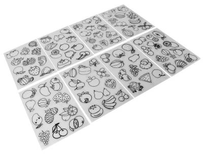 Zdjęcie produktu dla Zestaw 8 arkuszy folii termokurczliwej z motywem owoców i warzyw – piękny wzór, szerokie zastosowanie, papier do tworzenia dzieł sztuki z folii termokurczliwej z motywem owoców