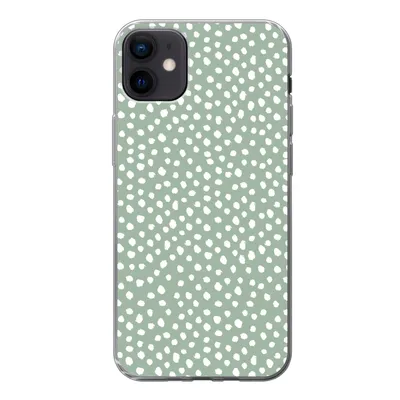 Produktbild von MuchoWow® Handyhülle Schutzhülle Hülle für iPhone 12 mini Polka dots - Grün - Weiß Silikon Softcase Handy Hülle - Bild