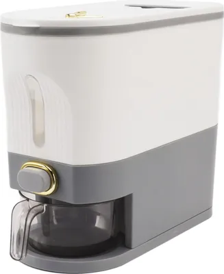 Image de Boîte à riz avec distributeur, boîte à céréales, hermétique, grande capacité, pour la cuisine, grise, 10 l