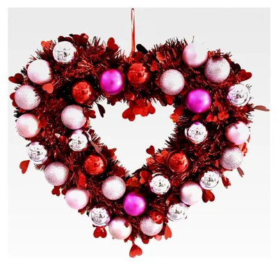 Produktbild von Herzkranz – 31 x 36 cm Türdekoration zum Valentinstag, glitzerndes Hängeornament