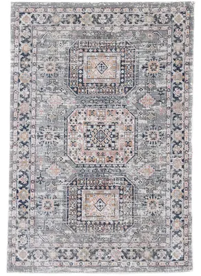 Produktbild von Flachgewebeteppich Omen Grau 80x150 cm | Moderner Teppich für Wohn- und Schlafzimmer