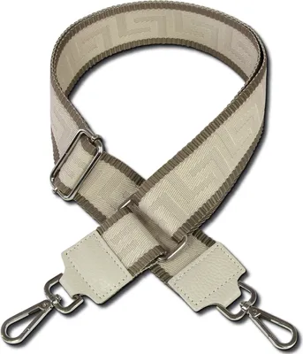 Produktbild von Tragegurt grau beige Florence Boho-Gurt Canvas Leder Linienmuster OGF001JI