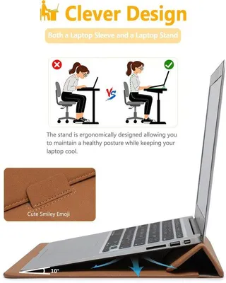 Productafbeelding van HYZUO 13,3-14 Inch Laptop Hoes Sleeve met Standaardfunctie, Bruin