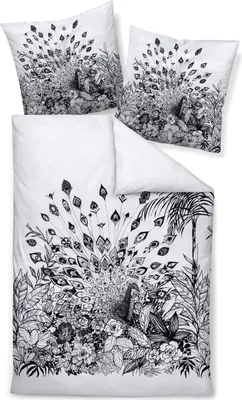 Produktbild von LOESCHEN Janine Design Bettwäsche-Garnitur Mako-Satin 42143 modern art S Farbe schwarz weiss Größe 135x200+80x80